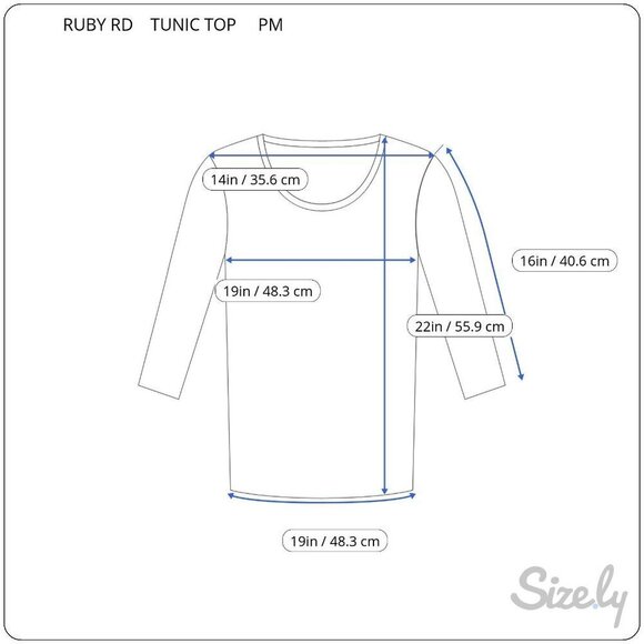 Ruby Rd petite quarter sleeve embellished collar spandex pullover tunic top PM - Picture 3 of 10
